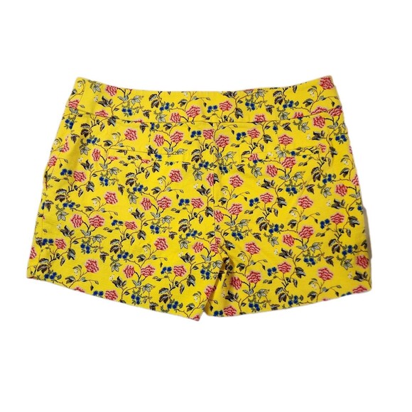 LOFT Riviera Shorts Size 8 Butter Yellow Tweed Floral Bird Print 4” Inseam Boho - Picture 11 of 12